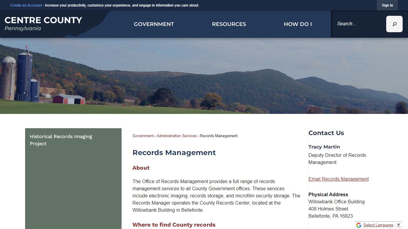 Records Management | Centre County, PA - Official Website