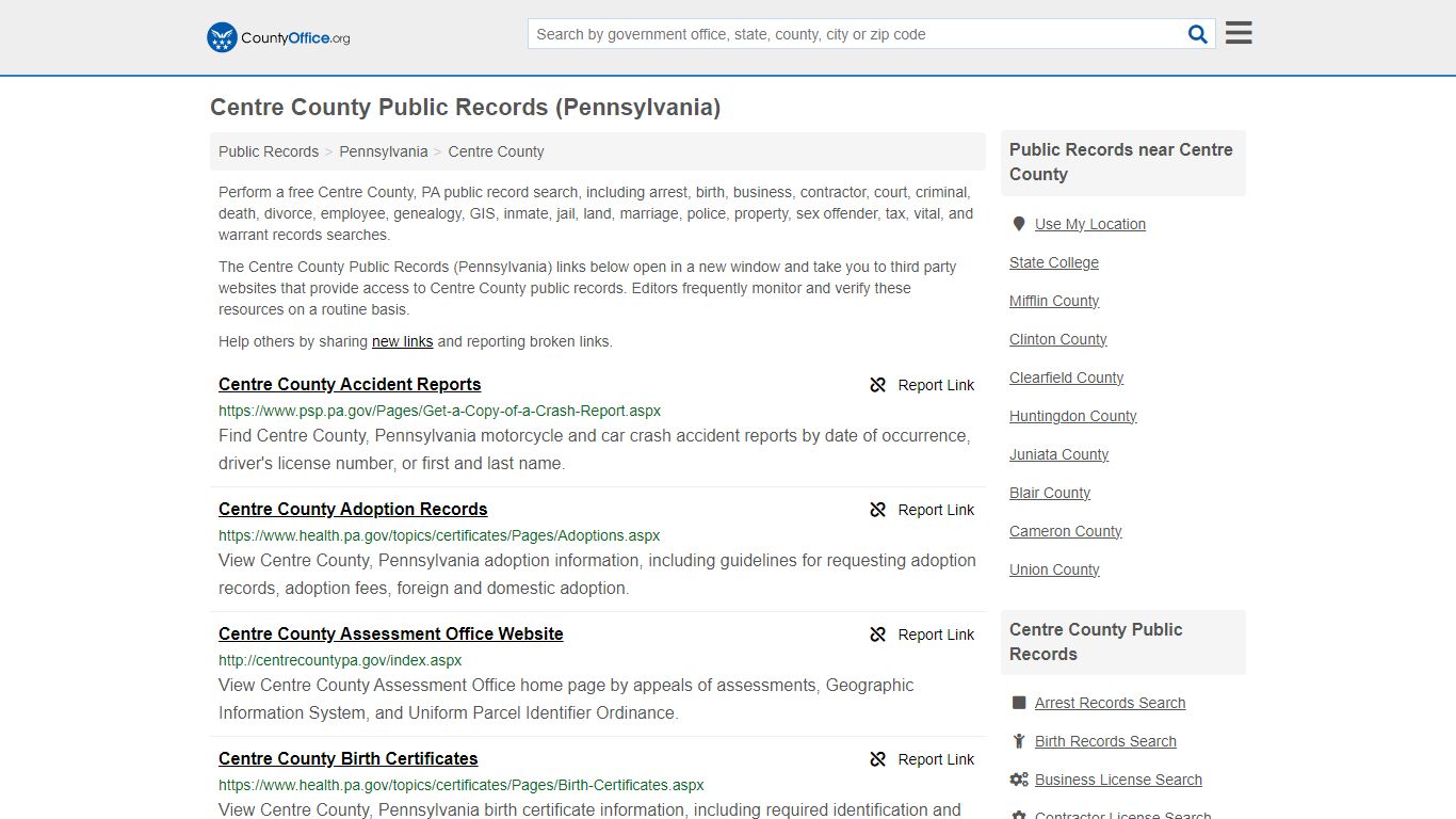 Public Records - Centre County, PA (Business, Criminal, GIS, Property ...