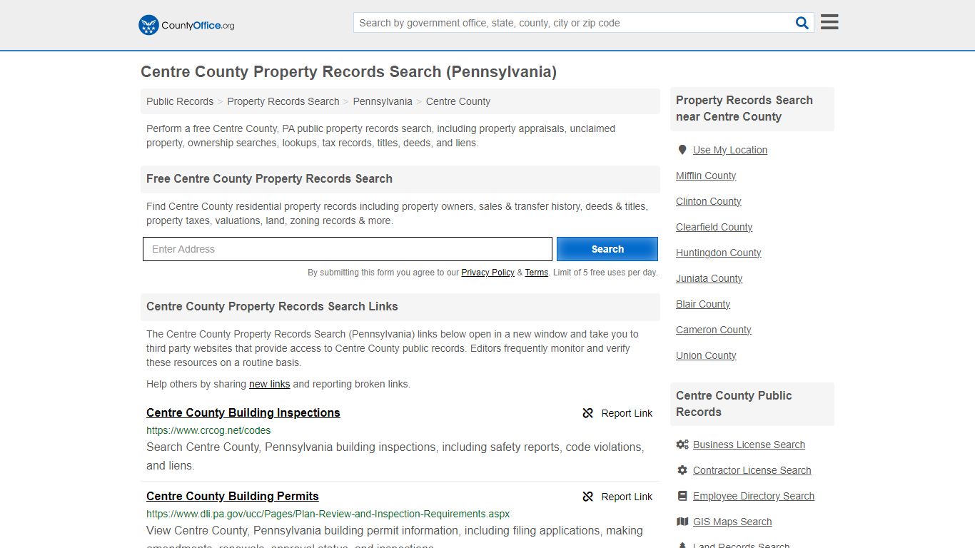 Centre County Property Records Search (Pennsylvania) - County Office