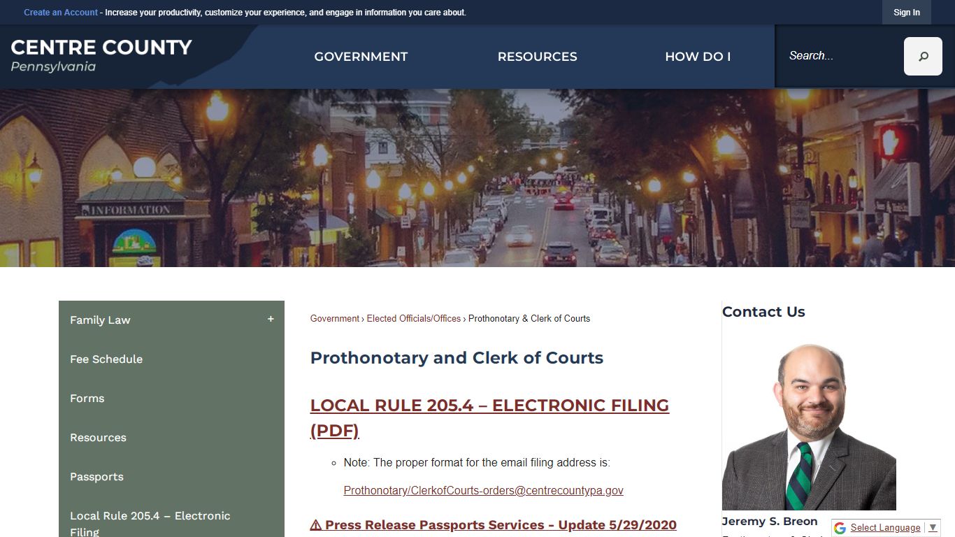 Prothonotary and Clerk of Courts - Centre County, PA